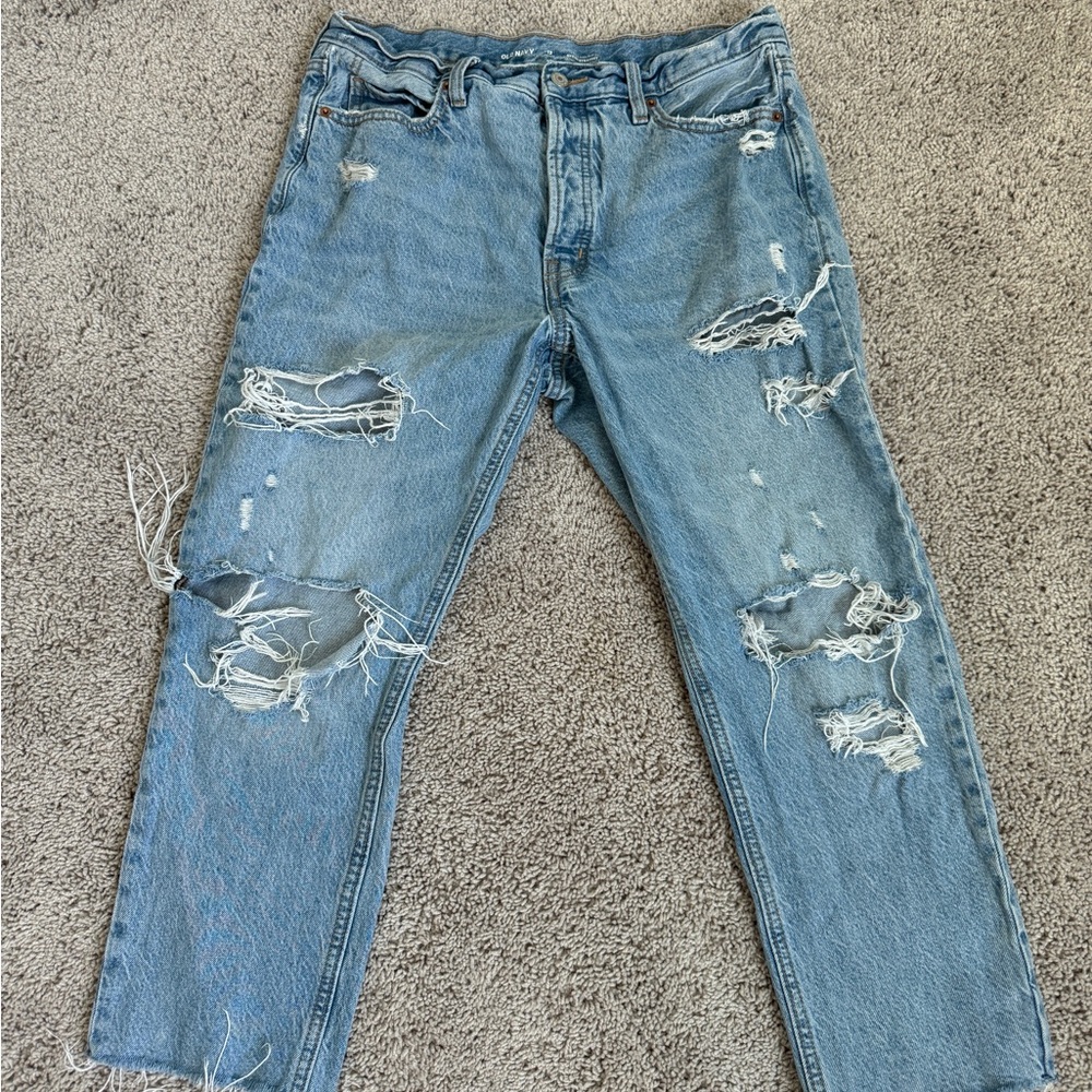 Old Navy Light Blue Distressed Relaxed Jeans